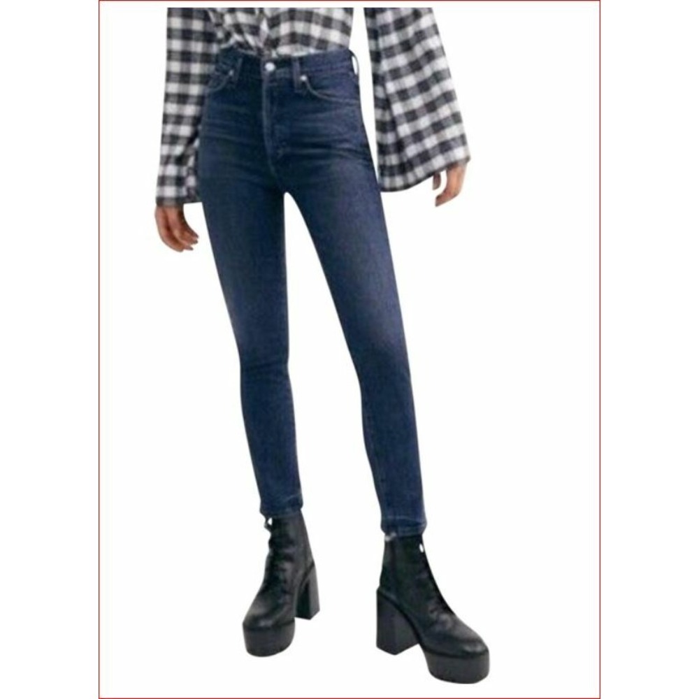 Free People We The Free Skinny Jeans Navy Blue High Rise OB1184941 Womens 25
